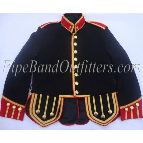 Black & Red Pipe Band Doublet Military Kilt Jacket