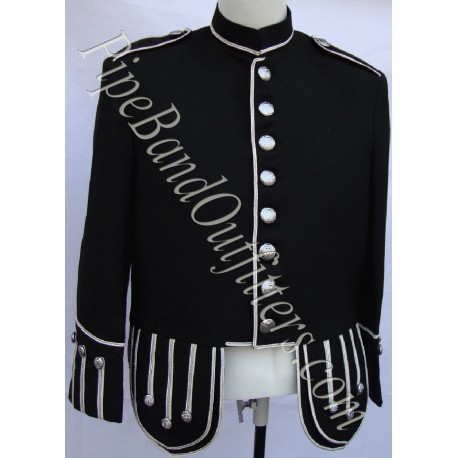 Pipe Band Black Military Uniform Doublet Jacket