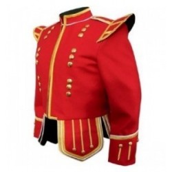 Red Doublet Uniform Pipe Major Kilt Jacket