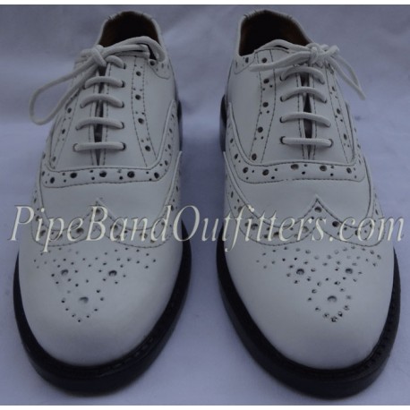 White Leather Military Pipe Band Ghillie Brogues