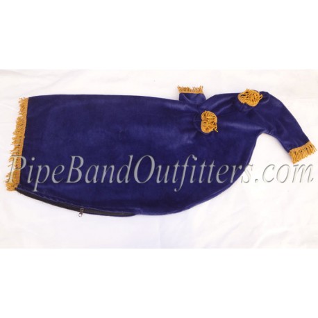 Royal Blue Bagpipe Cover - Gold Fringes