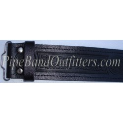 Pipe Band Black Embossed Leather Waist Belt