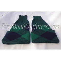 Green Blue Diced Pipe Band Hose Tops - Half Hoses