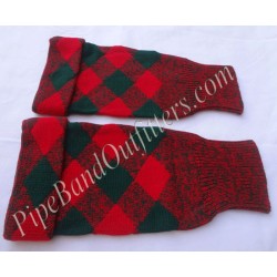 Red Green Diced Pipe band Hose Tops - Half Hoses