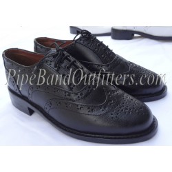 Piper Drummer Black Leather Ghillie Brogue Shoes