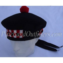 Pipe Band Black Diced Balmoral Hat