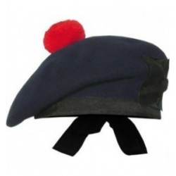 Navy Blue Pipe Major Plain Balmoral Hat